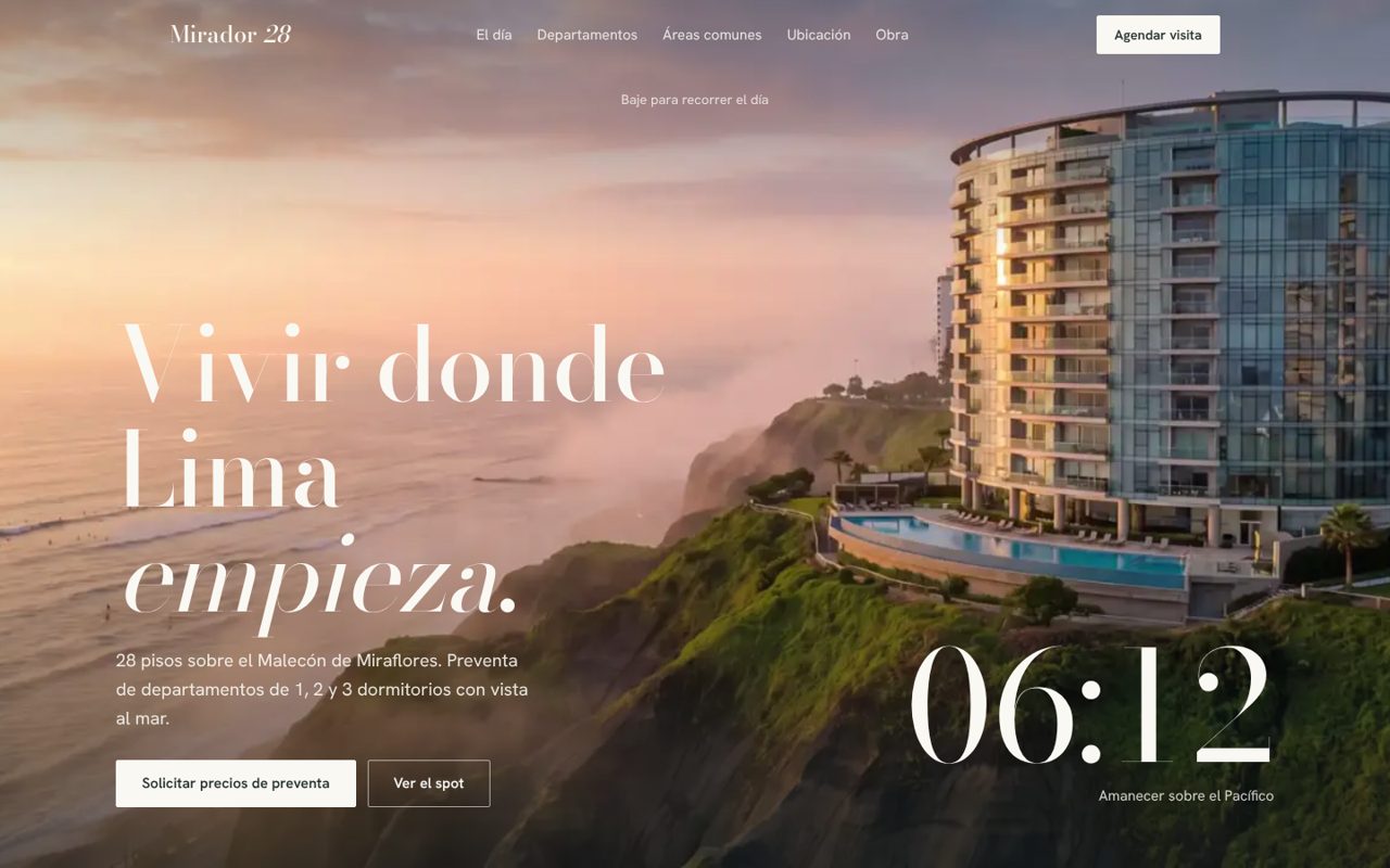 Inicio del sitio de ejemplo del edificio Mirador 28